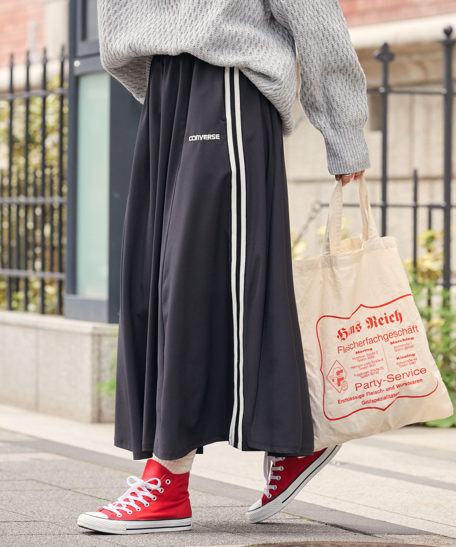CONVERSE / コンバース ストレッチ サイドライン ゴアードスカート