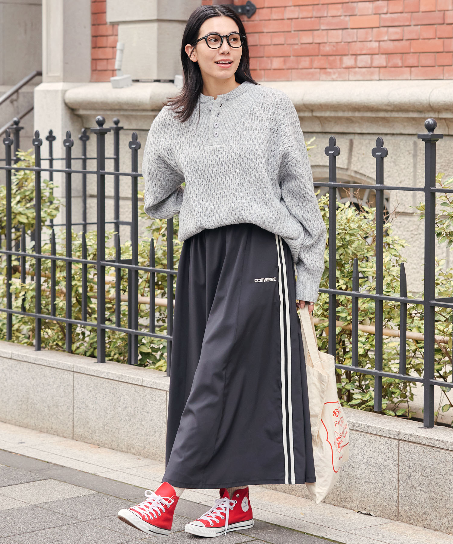 CONVERSE / コンバース ストレッチ サイドライン ゴアードスカート