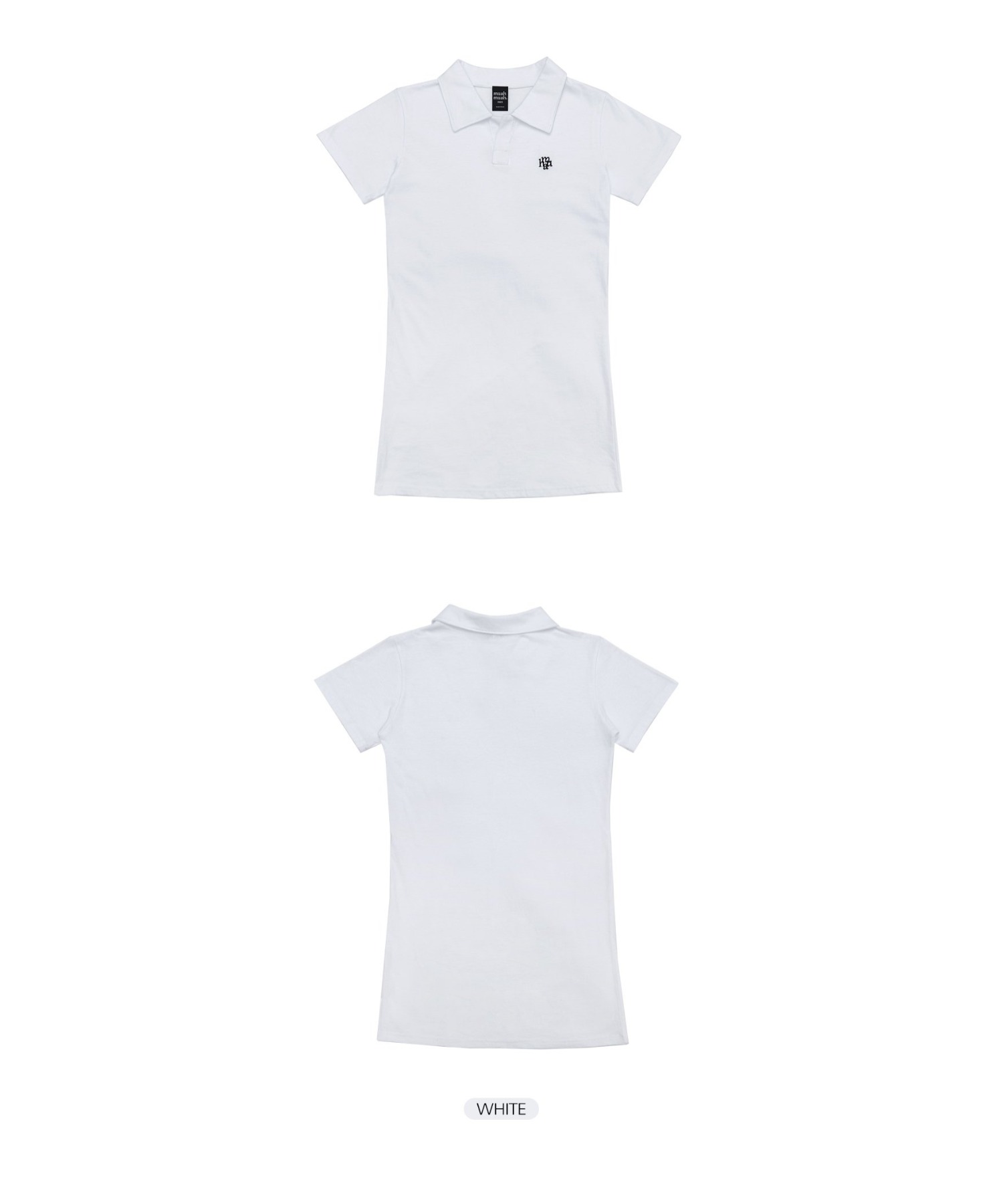 ● MUAHMUAH ● ロゴ・オープンカラー半袖ワンピース A'GEM/9 × .kom『muah muah/ムーアムーア』 LOGO OPEN COLLAR