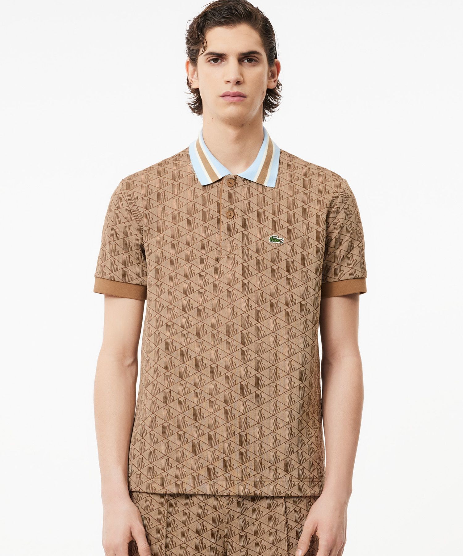 Lacoste モノグラムジャカードポロシャツ モノグラムジャカード半袖ポロシャツ 2024 モノグラムジャカード半袖