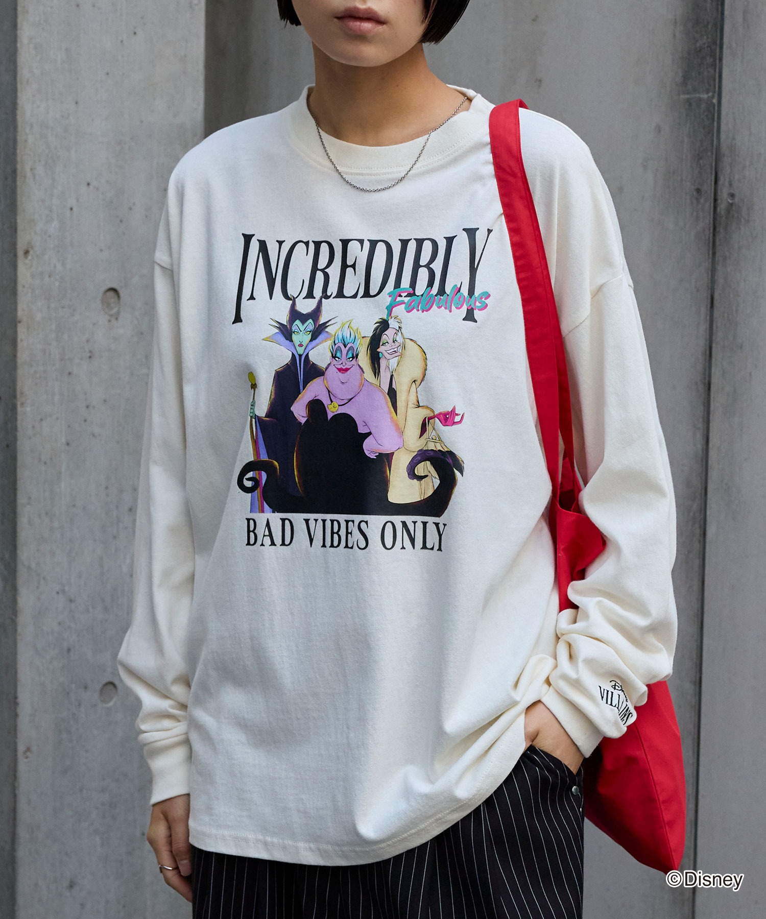 Disney Villains 別注 ピグメント加工ビッグシルエットプリント長袖T