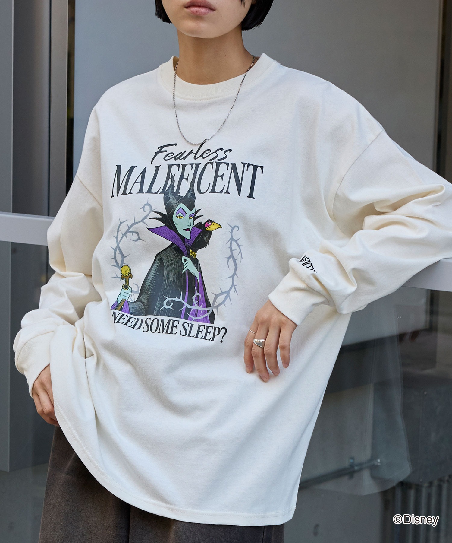 Disney Villains 別注 ピグメント加工ビッグシルエットプリント長袖T