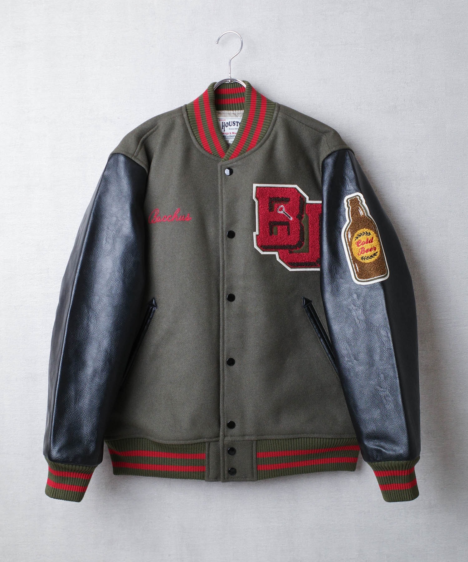 スタジャン 【T7】【HOUSTON】MELTON AWARD JACKET（BEER）/ メルトン