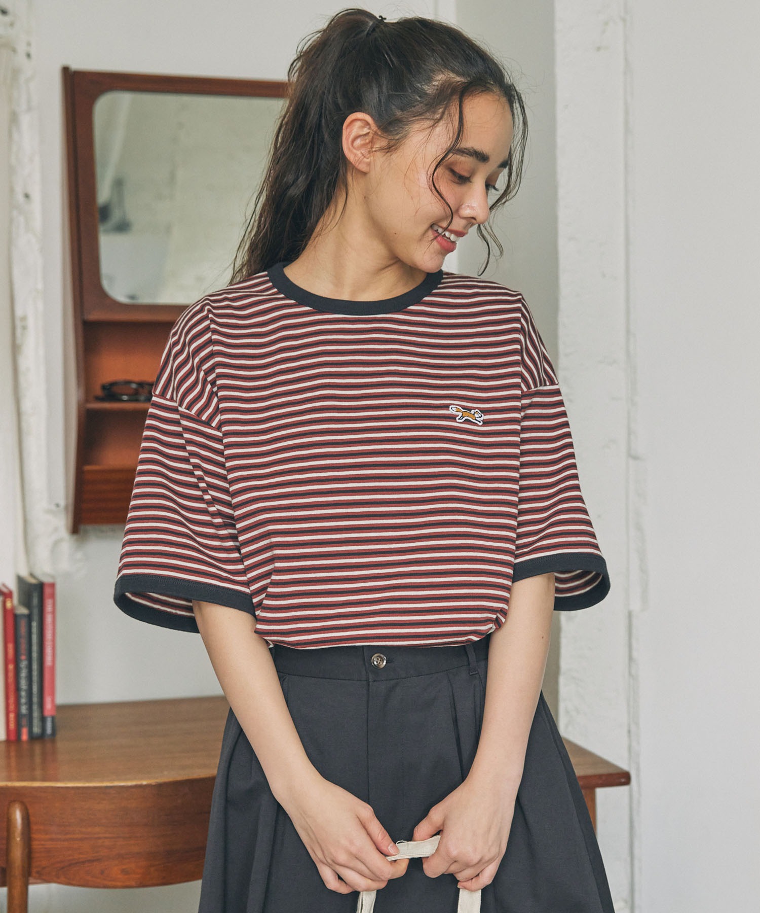 PENNEYS/ペニーズ 別注 THE FOX ロゴ ワッペン刺繍 ボーダーTシャツ 
