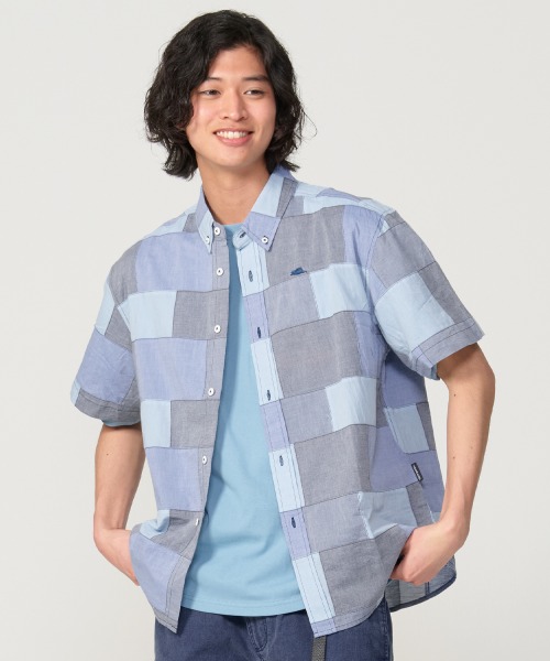 Denim patchwork 半袖 футболка — джинсовая футболка с коротким рукавом