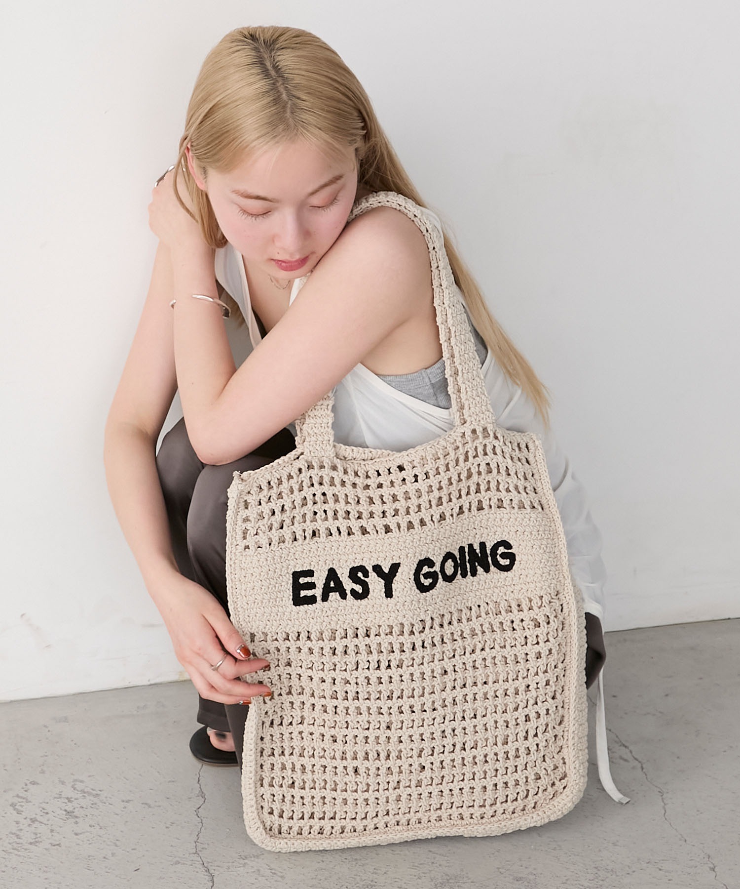 forksy.】【The Bagmati】マクラメ ジュート ロゴ トートバッグ