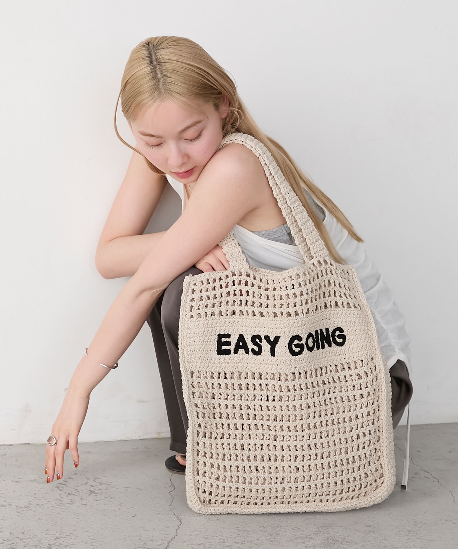 The Bagmati:マクラメトート forksy.】【The Bagmati】マクラメ ジュート ロゴ トートバッグ