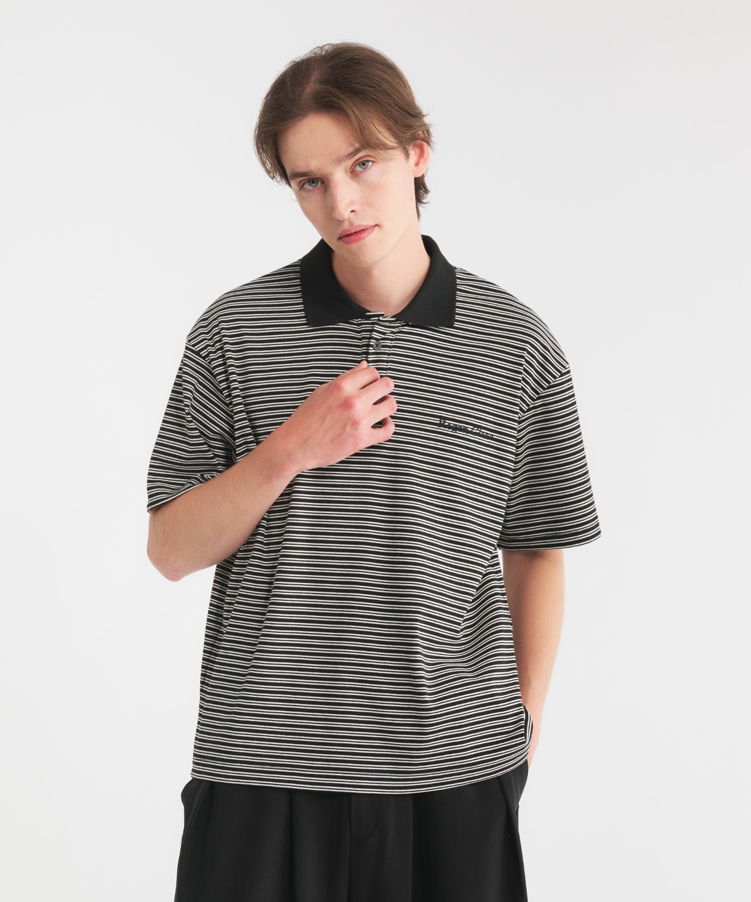 Лого‑мульти бордер поло — logo multi border polo shirt