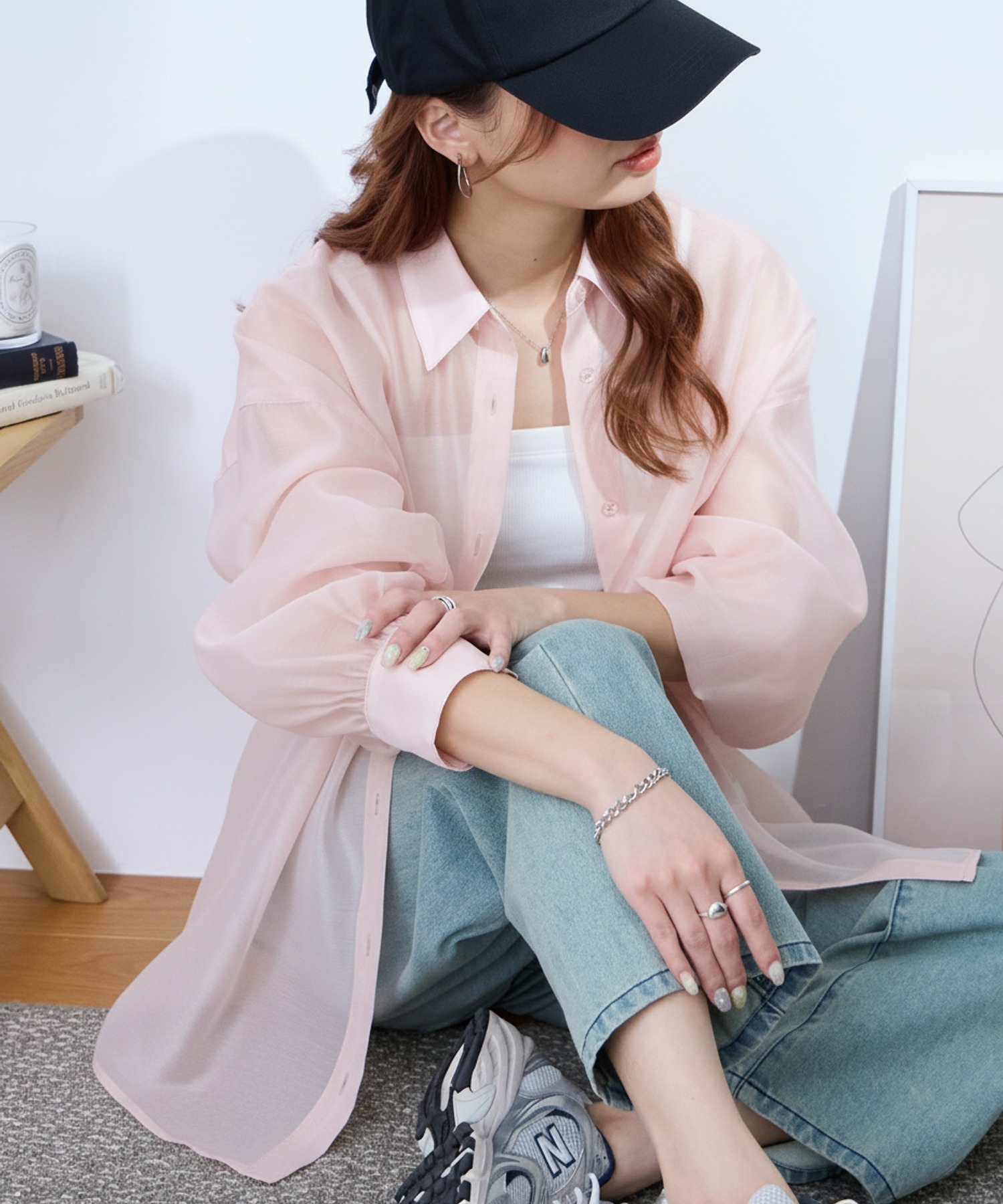 MIOSMOKEY ミオズモーキー ポリエステル 100% シースルーシャツ MC Oct Shirt in Moss Green