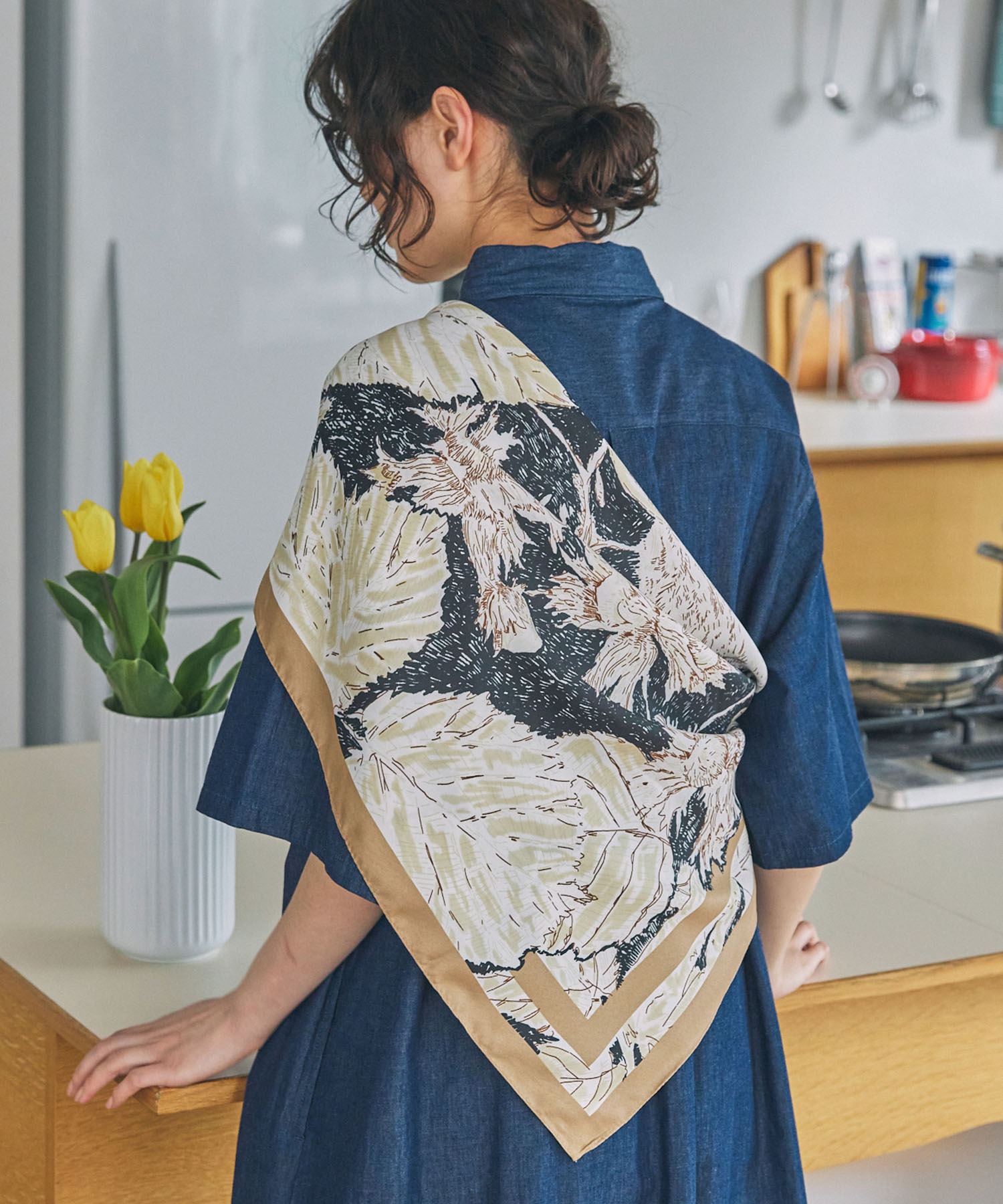 【税込?送料無料】 大判マルチ ヴィンテージライク アソート スカーフ MONO 90×90cm 小物
