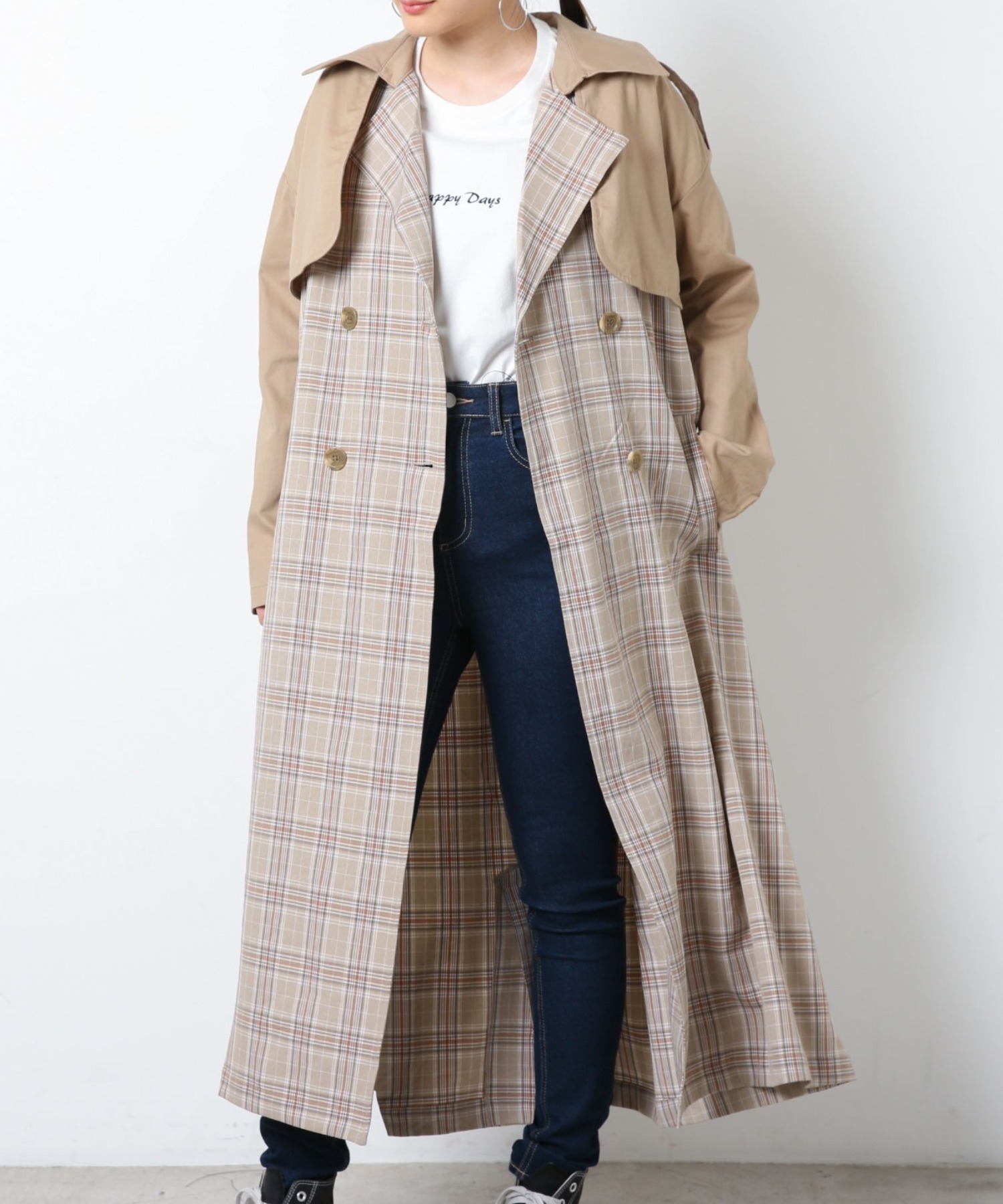 Wego 配色チェックトレンチコート Himachaldastak Com Wego 配色チェックトレンチコート Himachaldastak Com