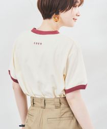 coen（コーエン）ミニロゴ5分袖リンガーTシャツ