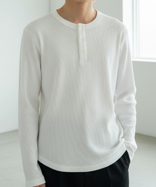 A'GEM/9 × .kom 『ARULE/アルール』 WAFFLE HENLEY NECK LONG SLEEVE