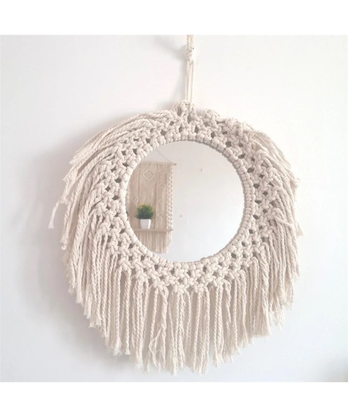 マクラメ 超激得sale フリンジ 壁掛け ミラー