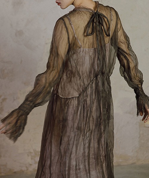 MURMURMI】Wrinkled silk shear loose dress chw22s005