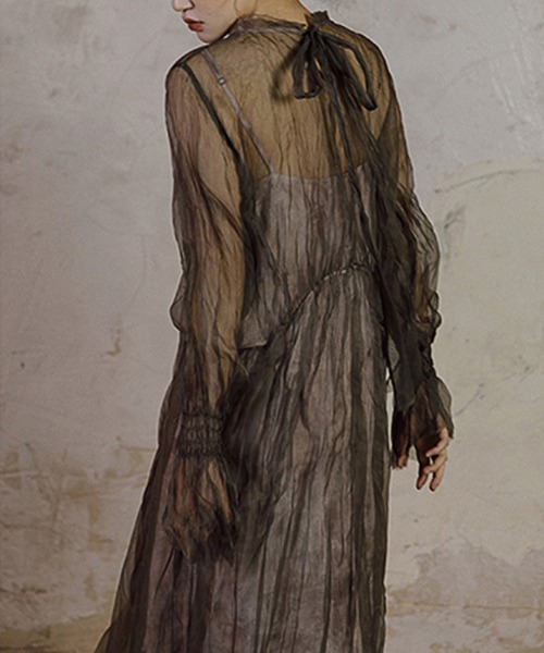 MURMURMI】Wrinkled silk shear loose dress chw22s005