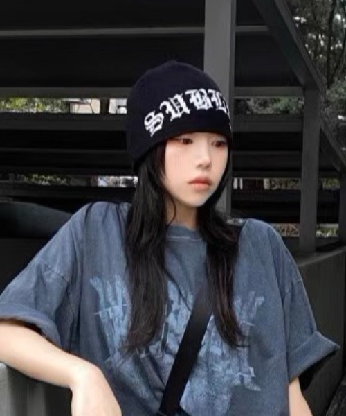 aeae ニット帽 水玉 ドット 韓国 ビーニー いいスタイル AEAE 水玉ニット帽 帽子 - 帽子
