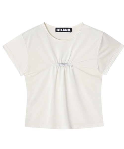 ☆韓国の人気☆【GLOWNY】☆CHARM SCRUNCHI.E☆関税込☆ A'GEM/9 × .kom 『CRANK/クランク』 GLOSSY SHIRRING LOGO TOP