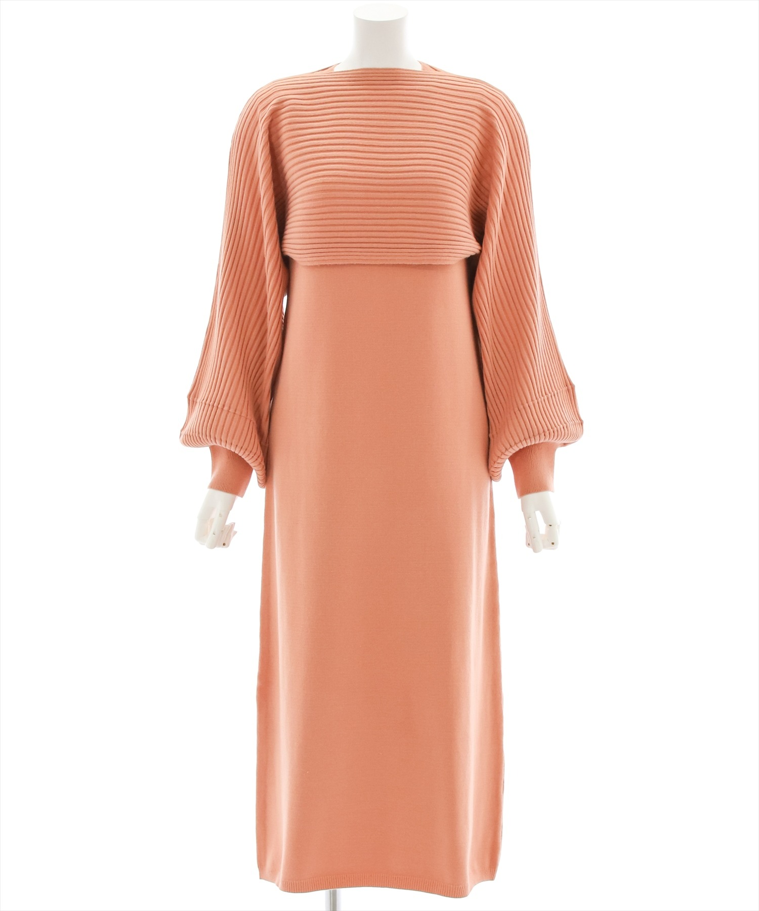 超高品質で人気の Clearレイヤードリブニットワンピース