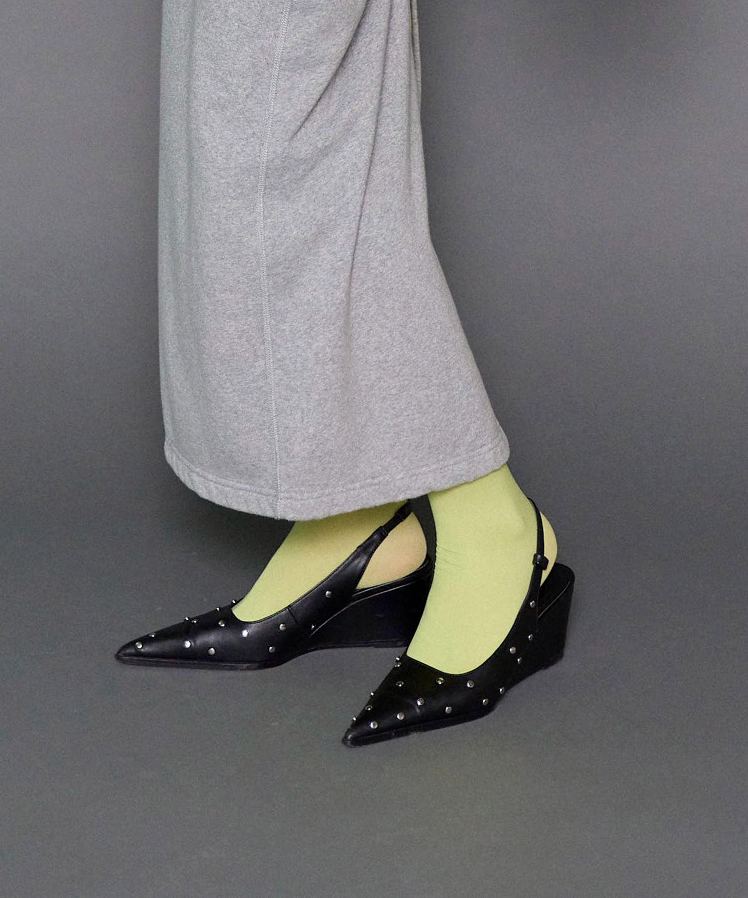 メゾンスペシャル 2WAYスタッズウェッジソールパンプス ブラック 37 パンプス 2way Studs Wedge Sole Pumps/2WAYスタッズウェッジソール