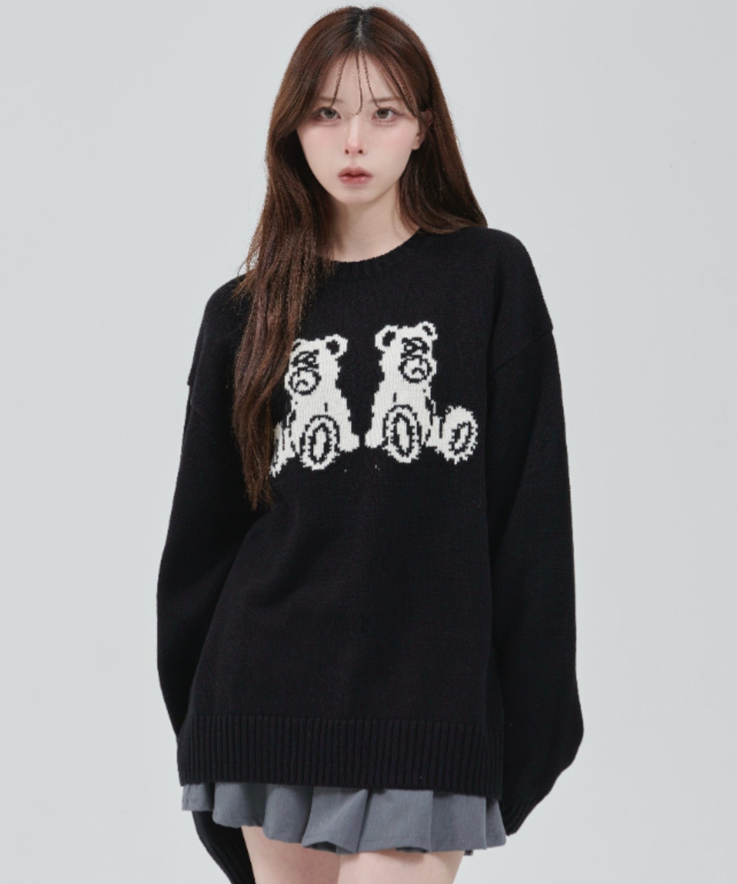 OY ニット くま ODOLLY KNIT プルオーバーニットセーター ブラック 86801978b_b_17_500.jpg