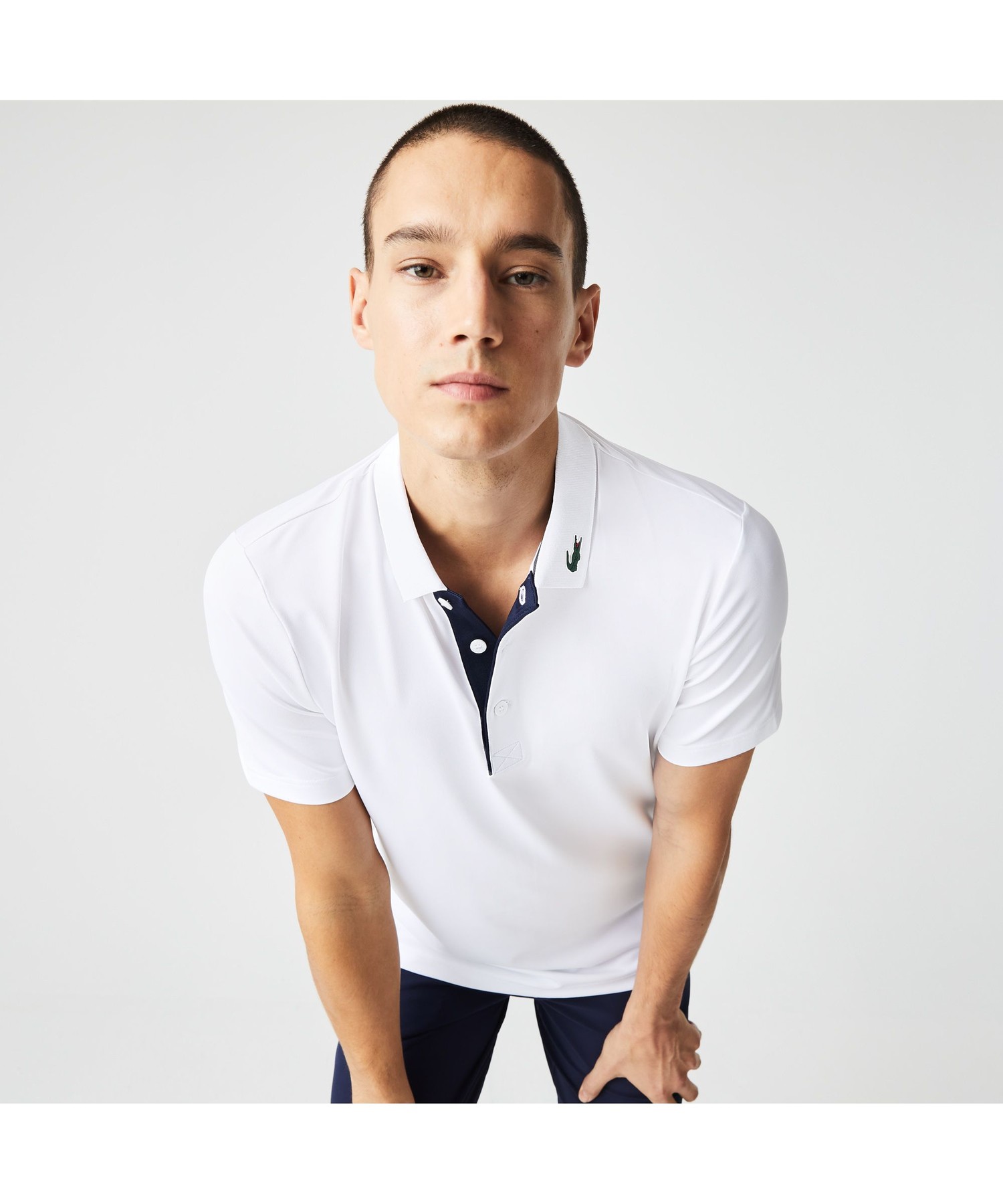 リブニットカラークロックゴルフポロシャツ