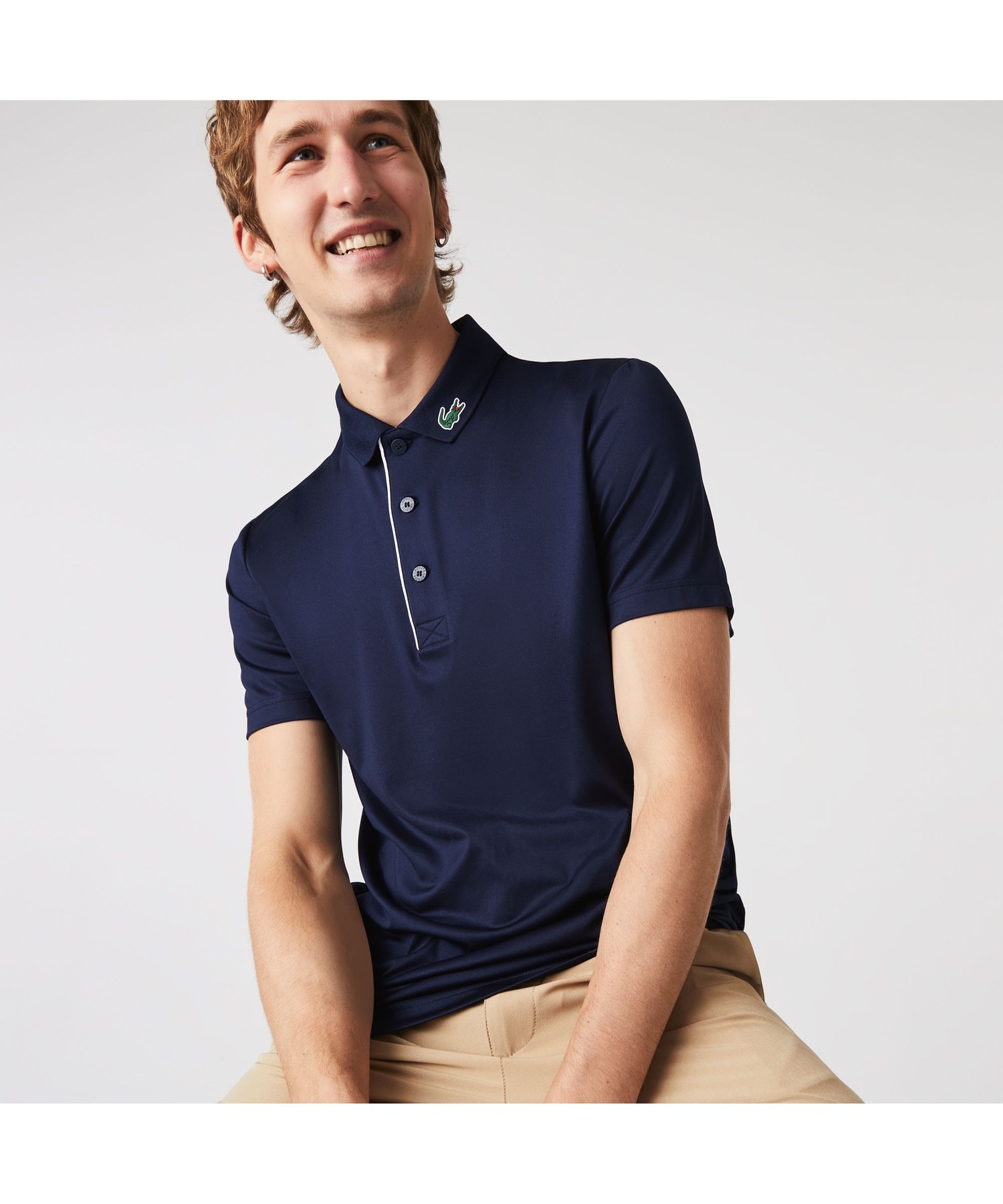 リブニットカラークロックゴルフポロシャツ