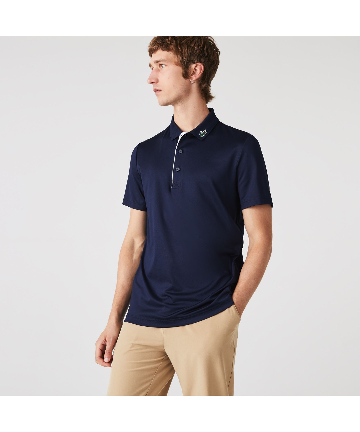 リブニットカラークロックゴルフポロシャツ