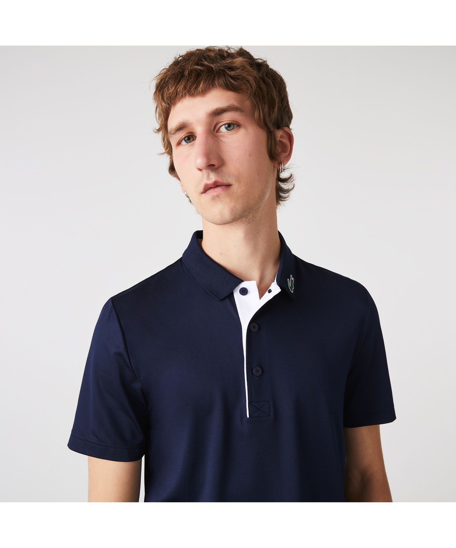 リブニットカラークロックゴルフポロシャツ