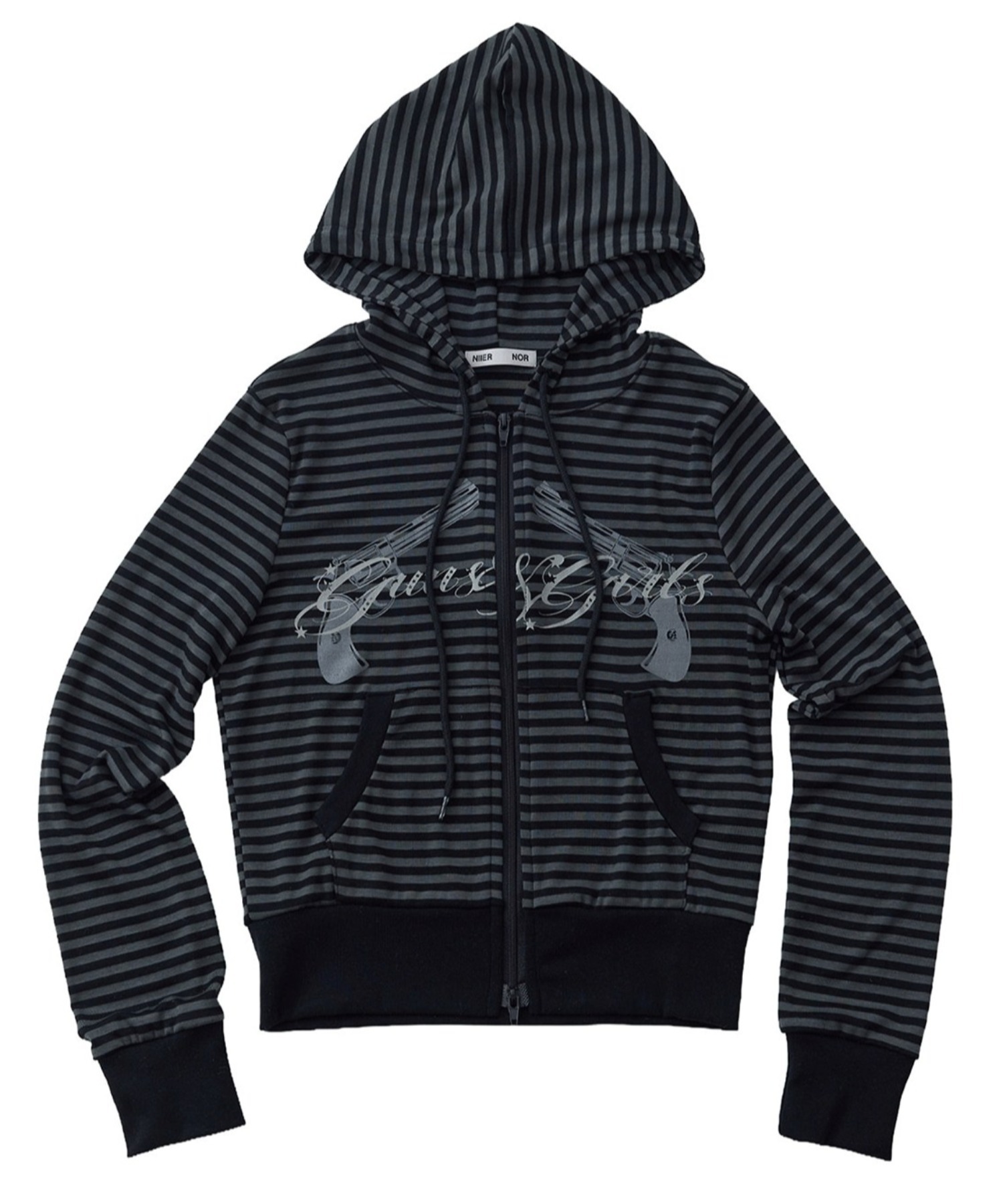 リノ リービット パーカー ポップアップ A'GEM/9 × .kom 『NIIER NOR/ニーアノア』 REVOLVER STRIPE HOOD ZIP