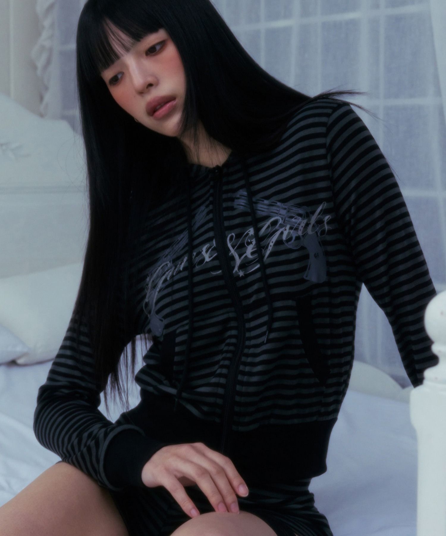 【スペシャルプライス】ハーリップトゥー　パーカー A'GEM/9 × .kom 『NIIER NOR/ニーアノア』 REVOLVER STRIPE HOOD ZIP