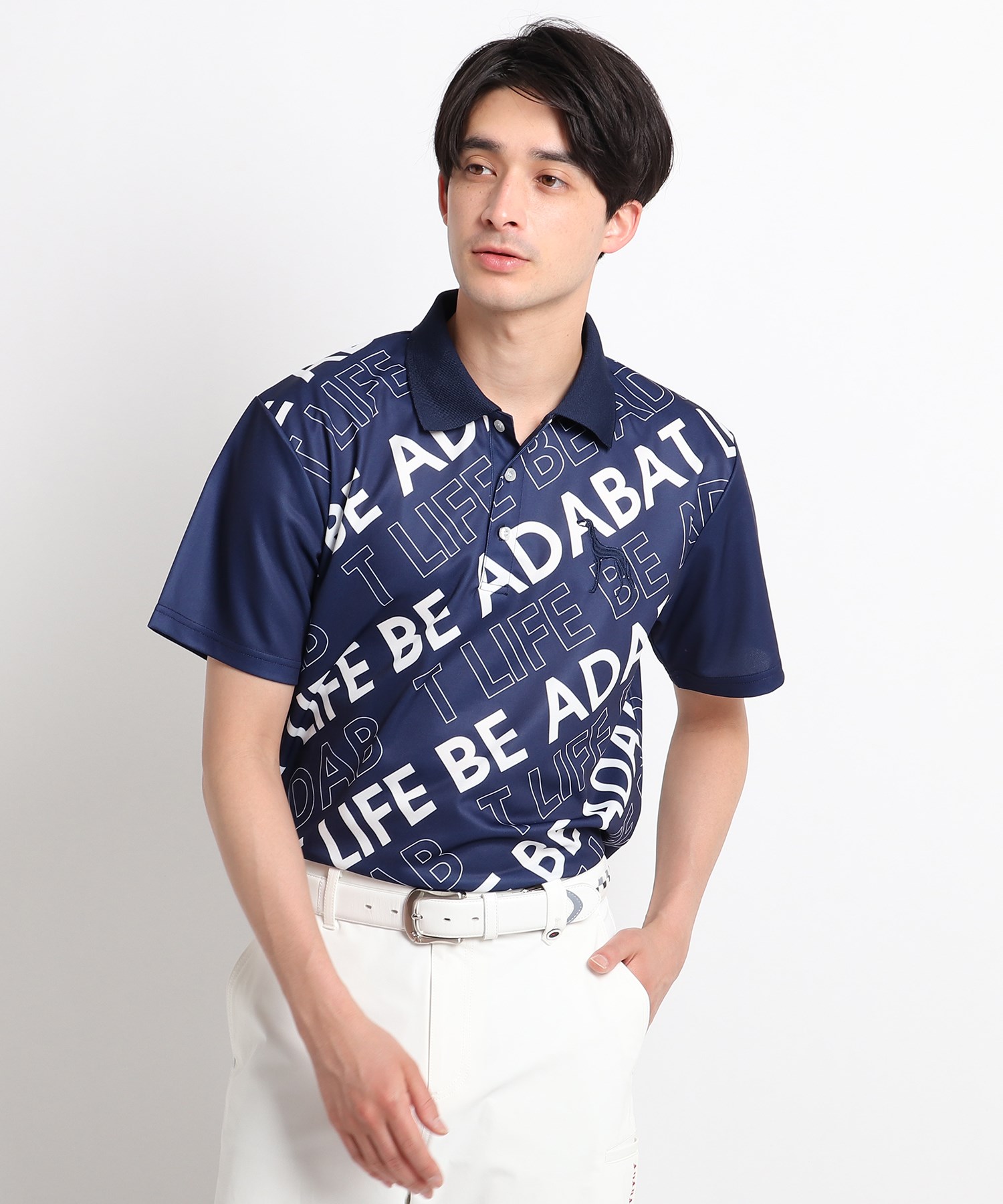 adabat 信用 ビッグロゴ 最大43%OFFクーポン バイアスロゴデザイン 半袖ポロシャツ