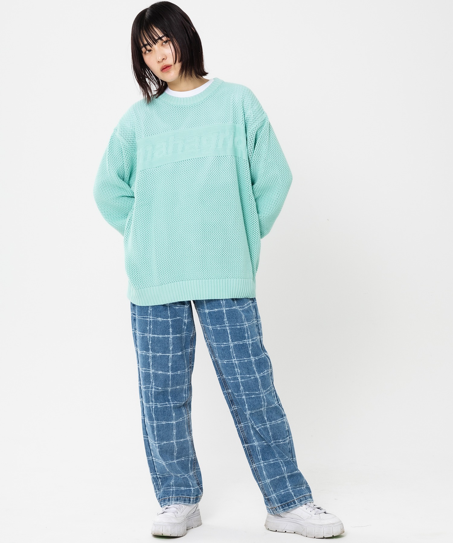 mahagrid/マハグリッド』BASIC LOGO MESH KNIT/ベーシックロゴメッシュ