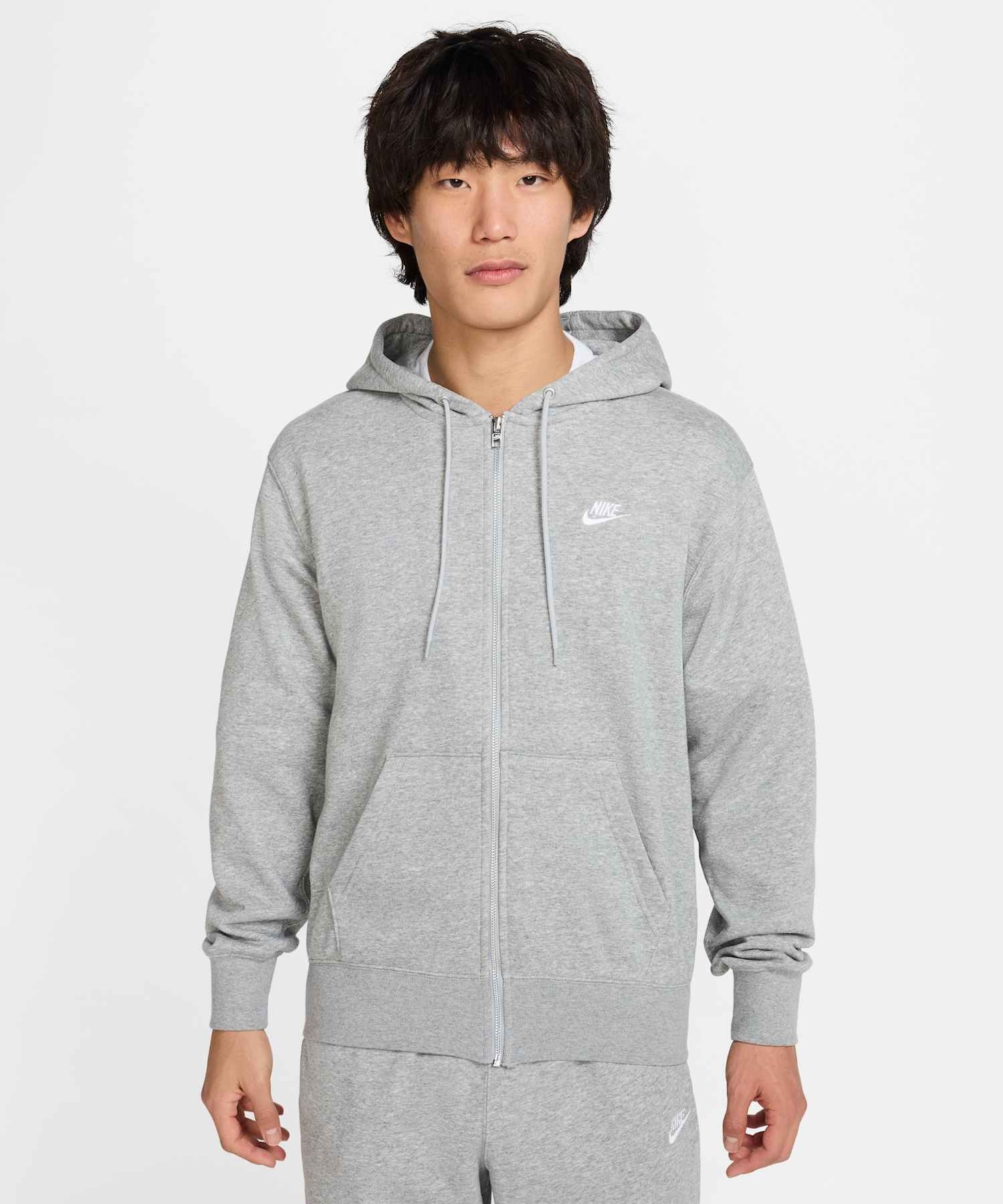 [Подходит для сет‑апа] Nike Club Men’s Full‑Zip French Terry Hoodie FN3885-063 Dark Grey Heather
