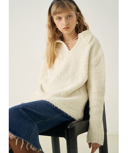 【Fano Studios】【2021AW】Polo collar curl wool sweater FD21S082