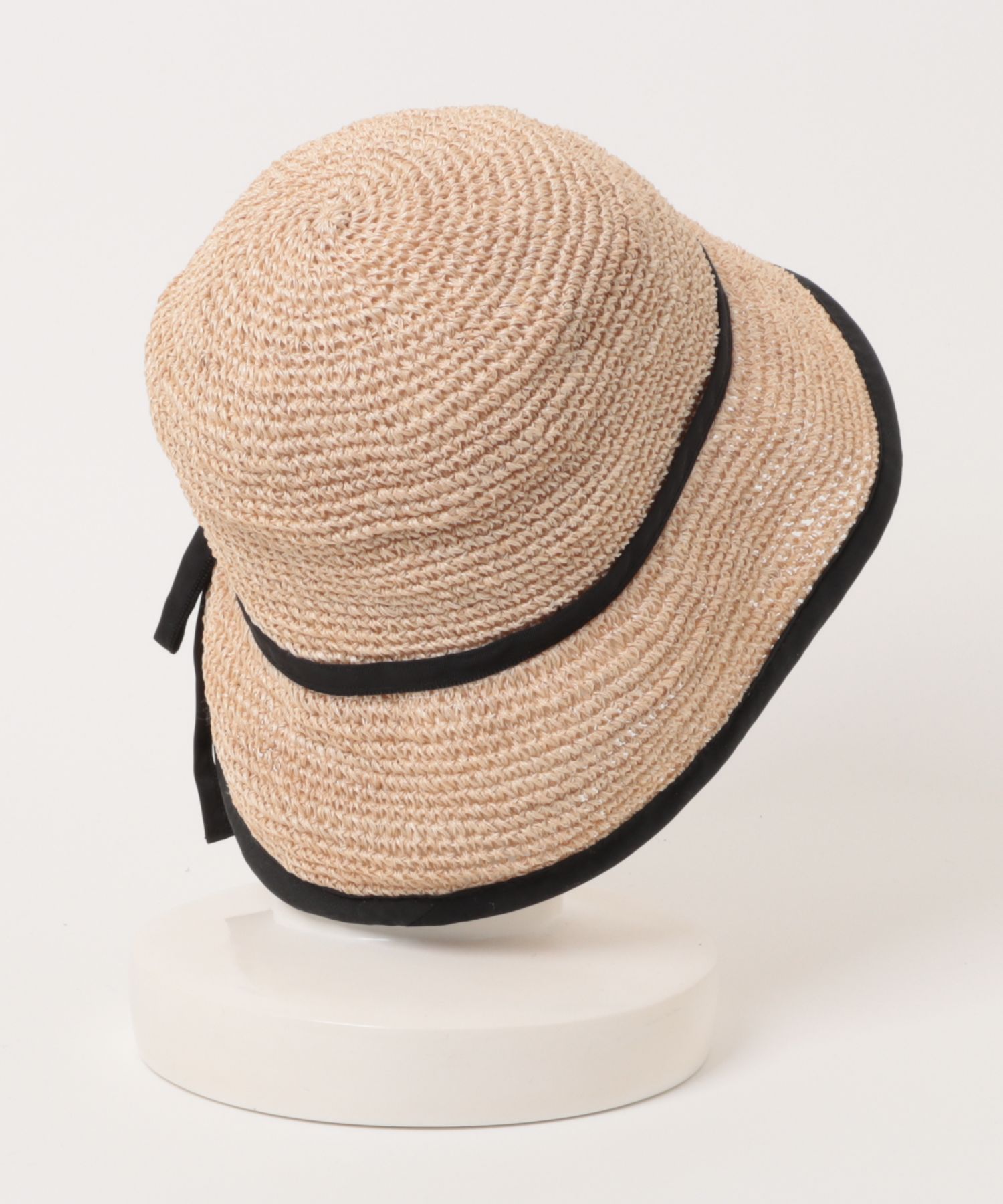 【Anjou Chouette/アンジュ・シュエット】リボンハット 帽子　麦わら　縁取り