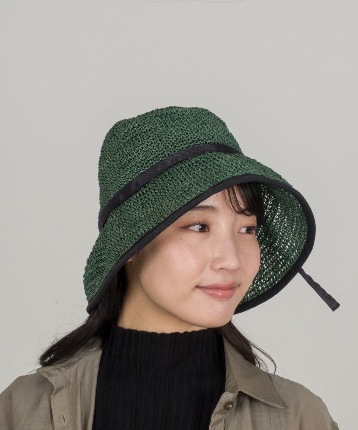 【Anjou Chouette/アンジュ・シュエット】リボンハット 帽子　麦わら　縁取り