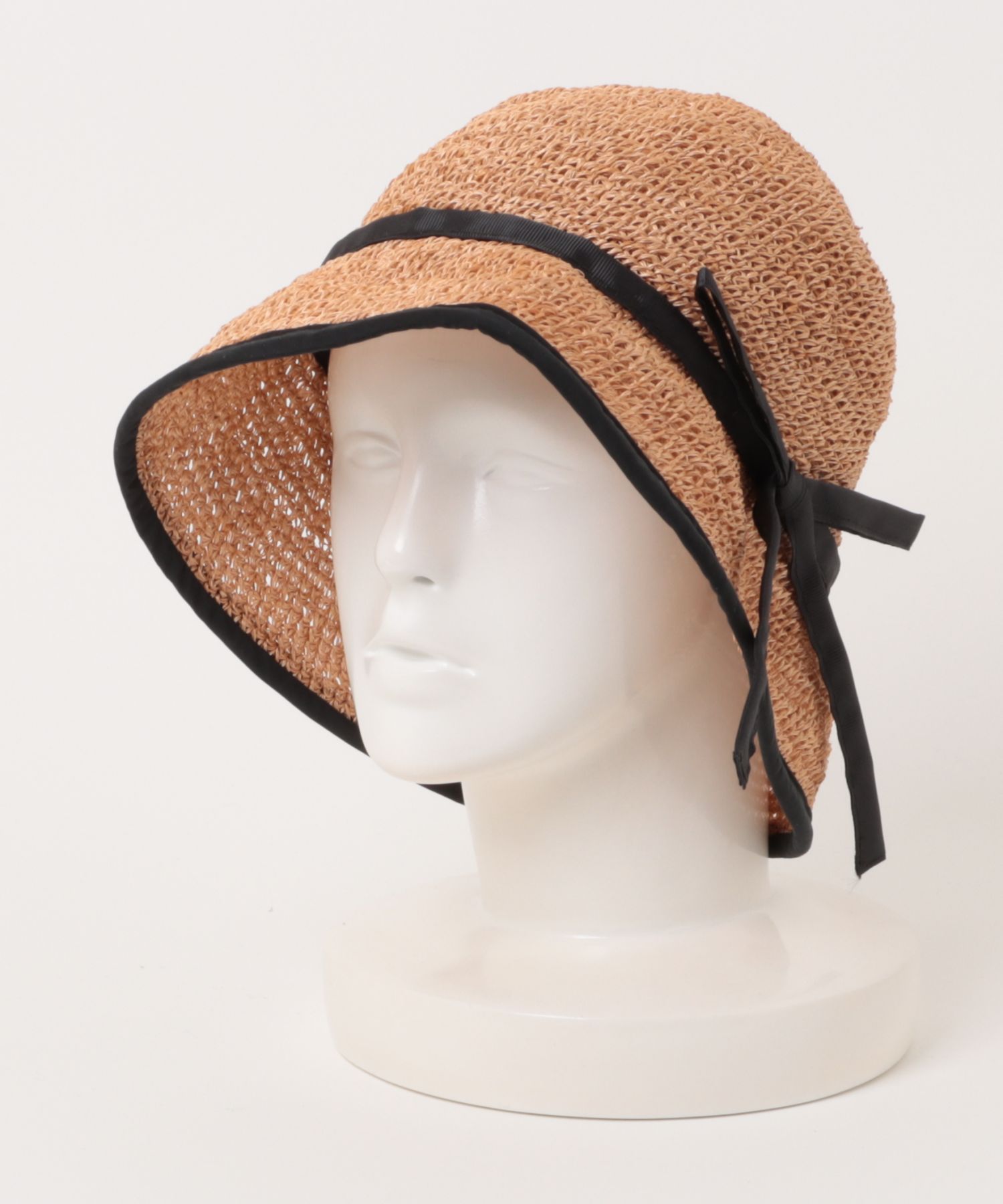 【Anjou Chouette/アンジュ・シュエット】リボンハット 帽子　麦わら　縁取り