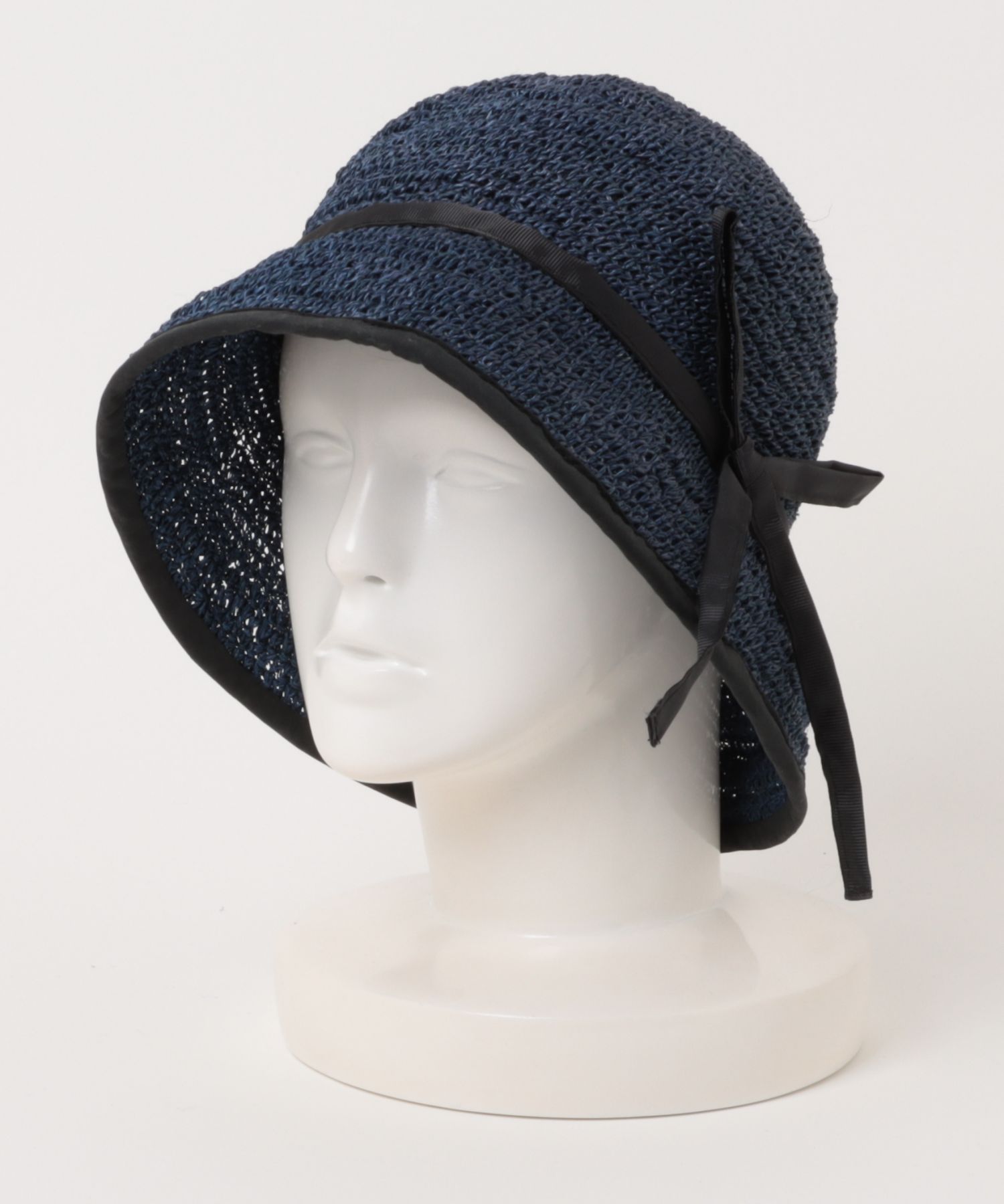 【Anjou Chouette/アンジュ・シュエット】リボンハット 帽子　麦わら　縁取り