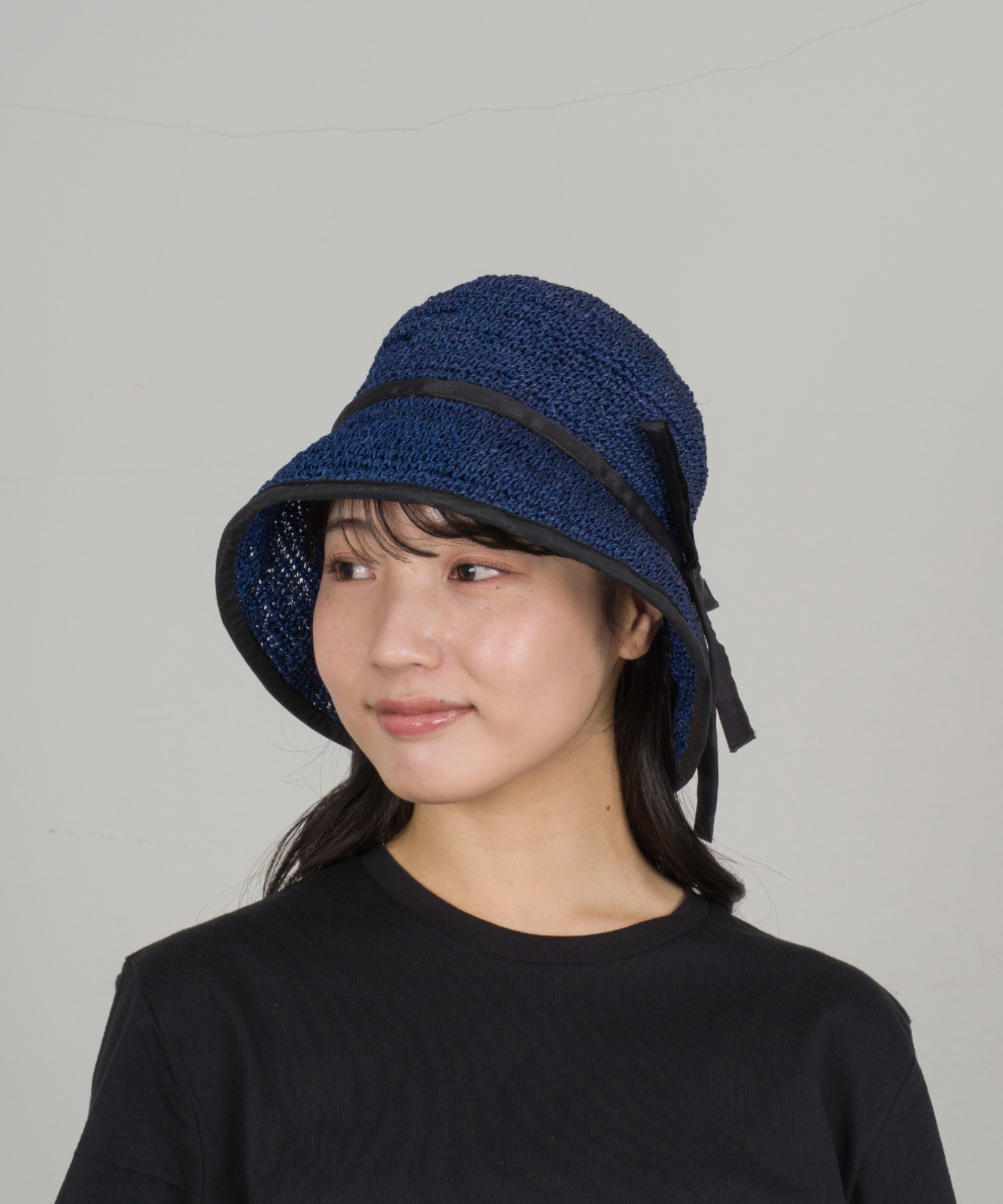 【Anjou Chouette/アンジュ・シュエット】リボンハット 帽子　麦わら　縁取り