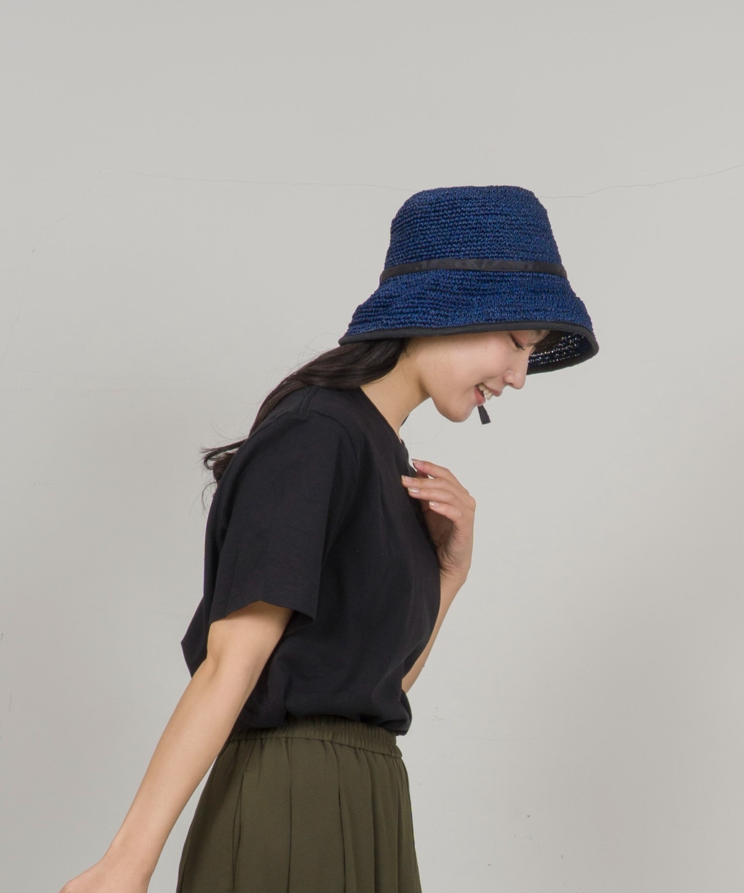 【Anjou Chouette/アンジュ・シュエット】リボンハット 帽子　麦わら　縁取り