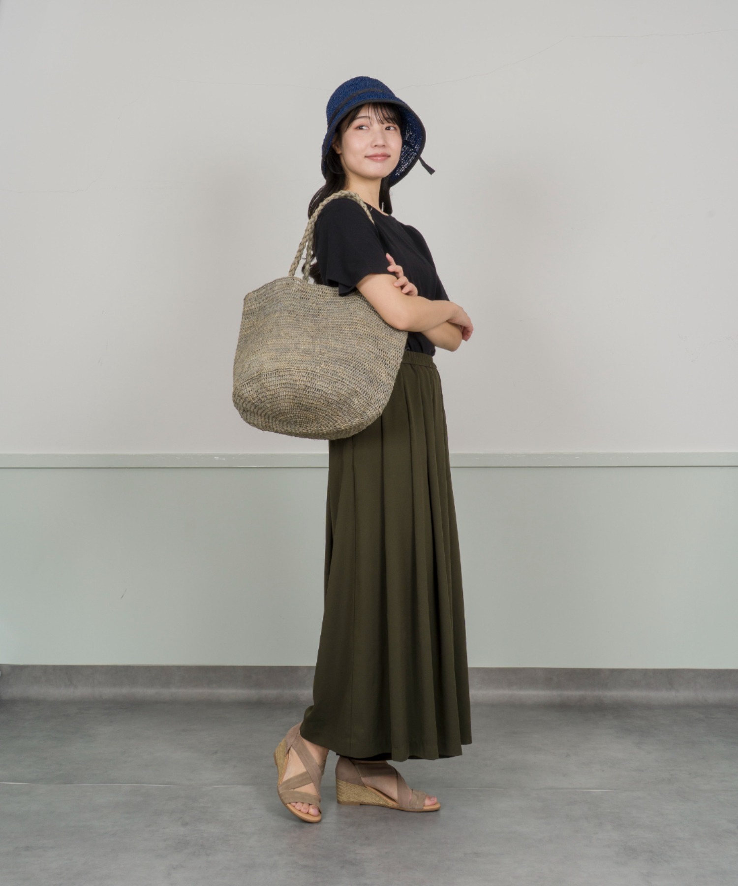 【Anjou Chouette/アンジュ・シュエット】リボンハット 帽子　麦わら　縁取り