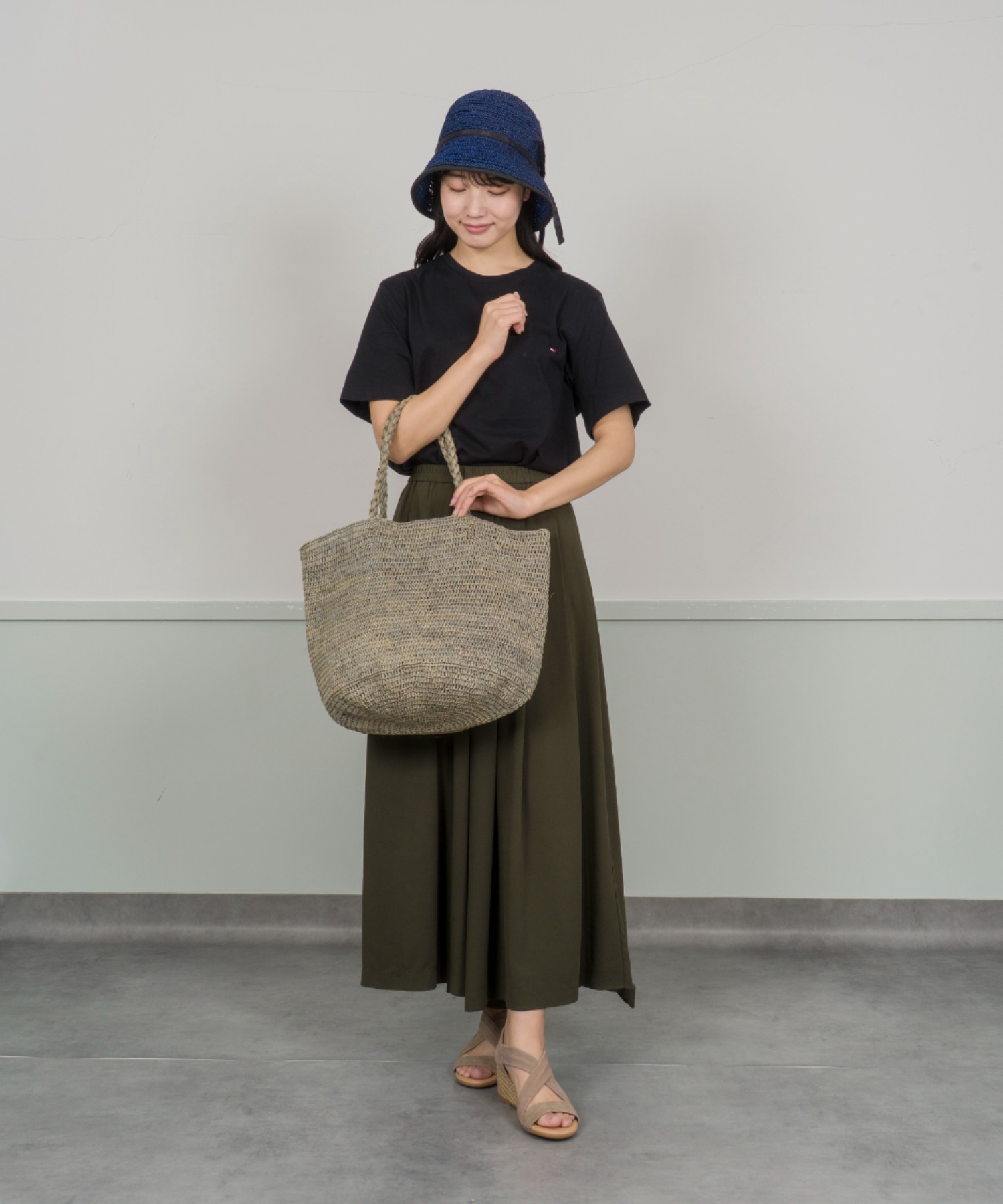 【Anjou Chouette/アンジュ・シュエット】リボンハット 帽子　麦わら　縁取り