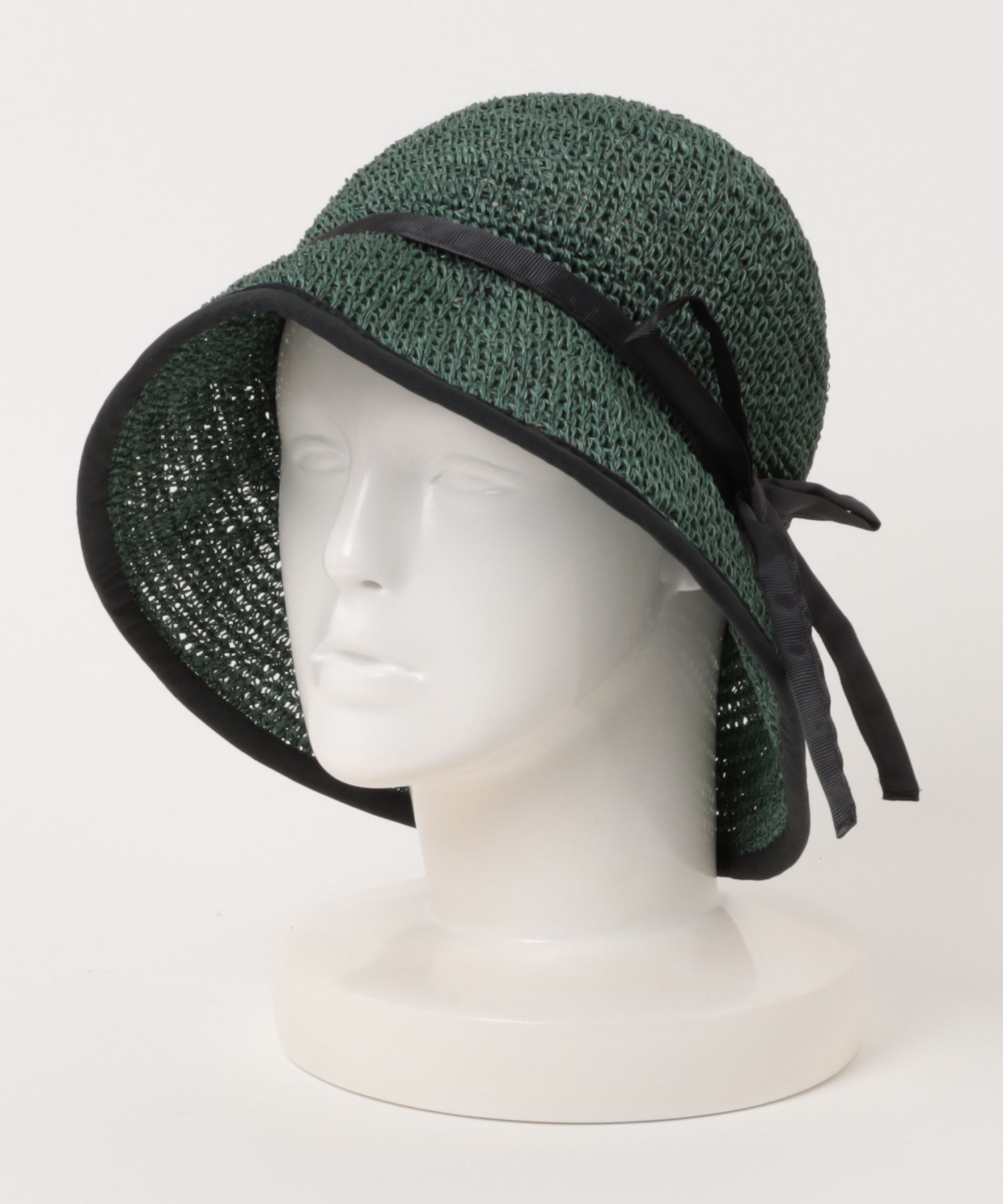 【Anjou Chouette/アンジュ・シュエット】リボンハット 帽子　麦わら　縁取り