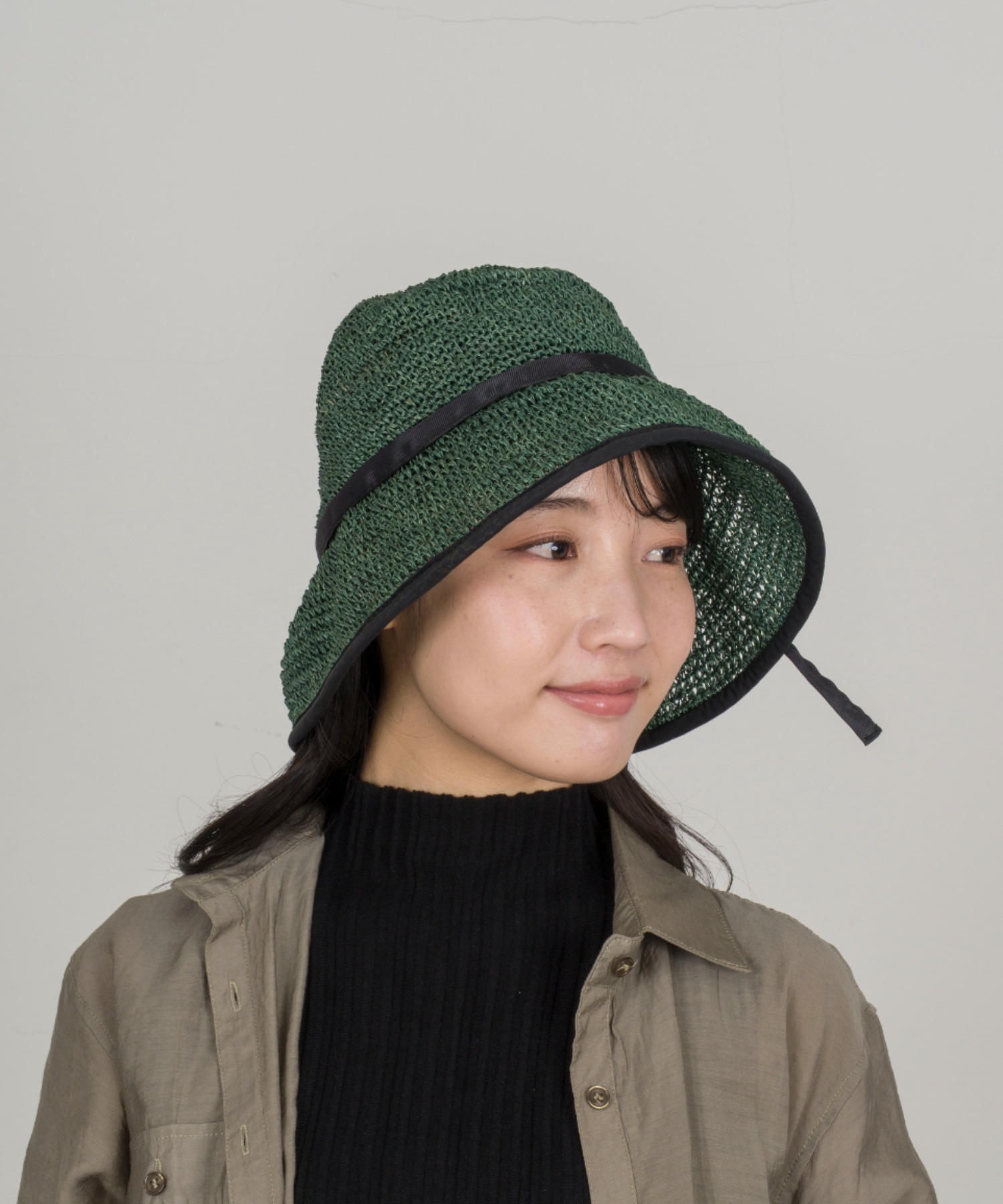 【Anjou Chouette/アンジュ・シュエット】リボンハット 帽子　麦わら　縁取り