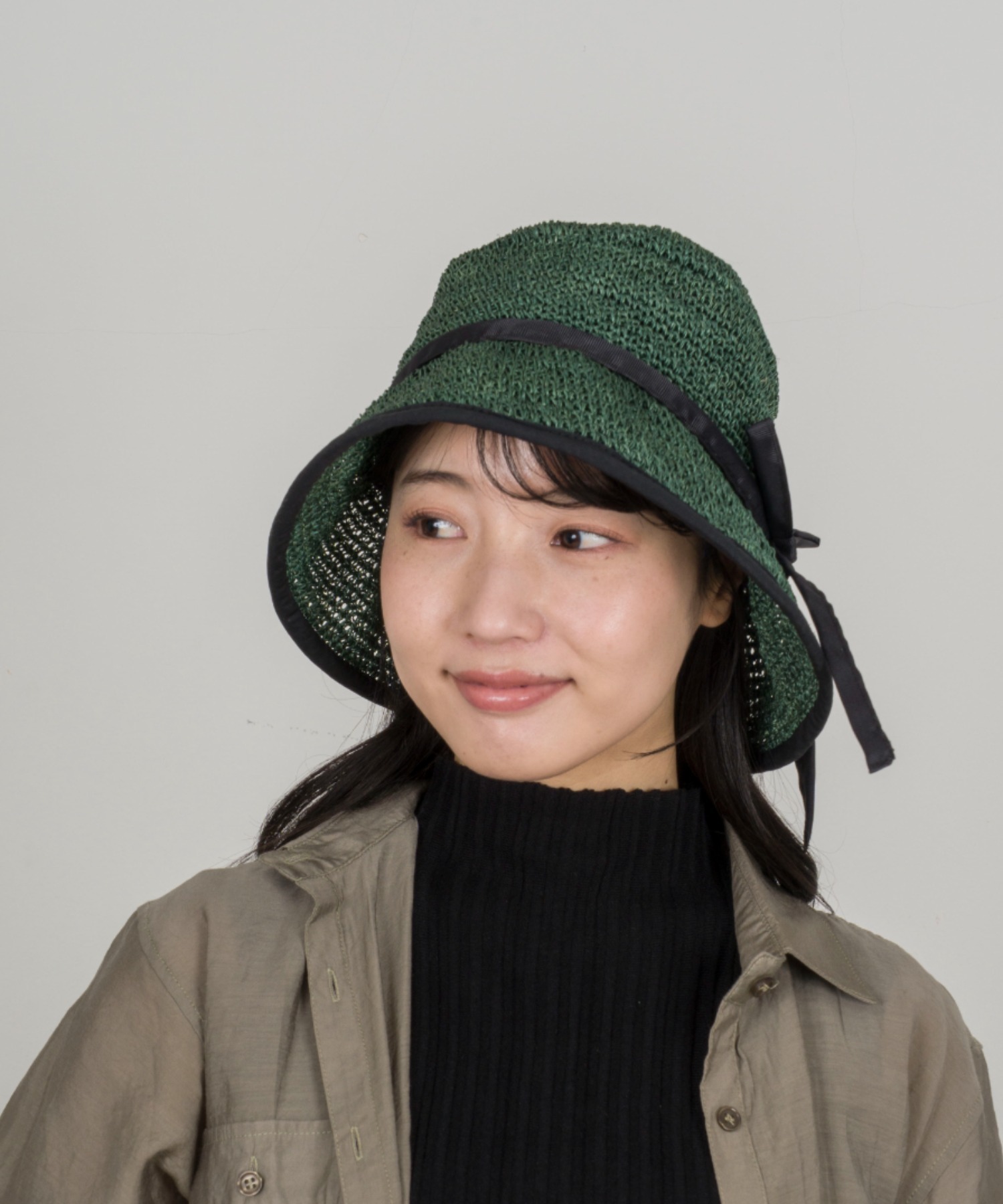 【Anjou Chouette/アンジュ・シュエット】リボンハット 帽子　麦わら　縁取り