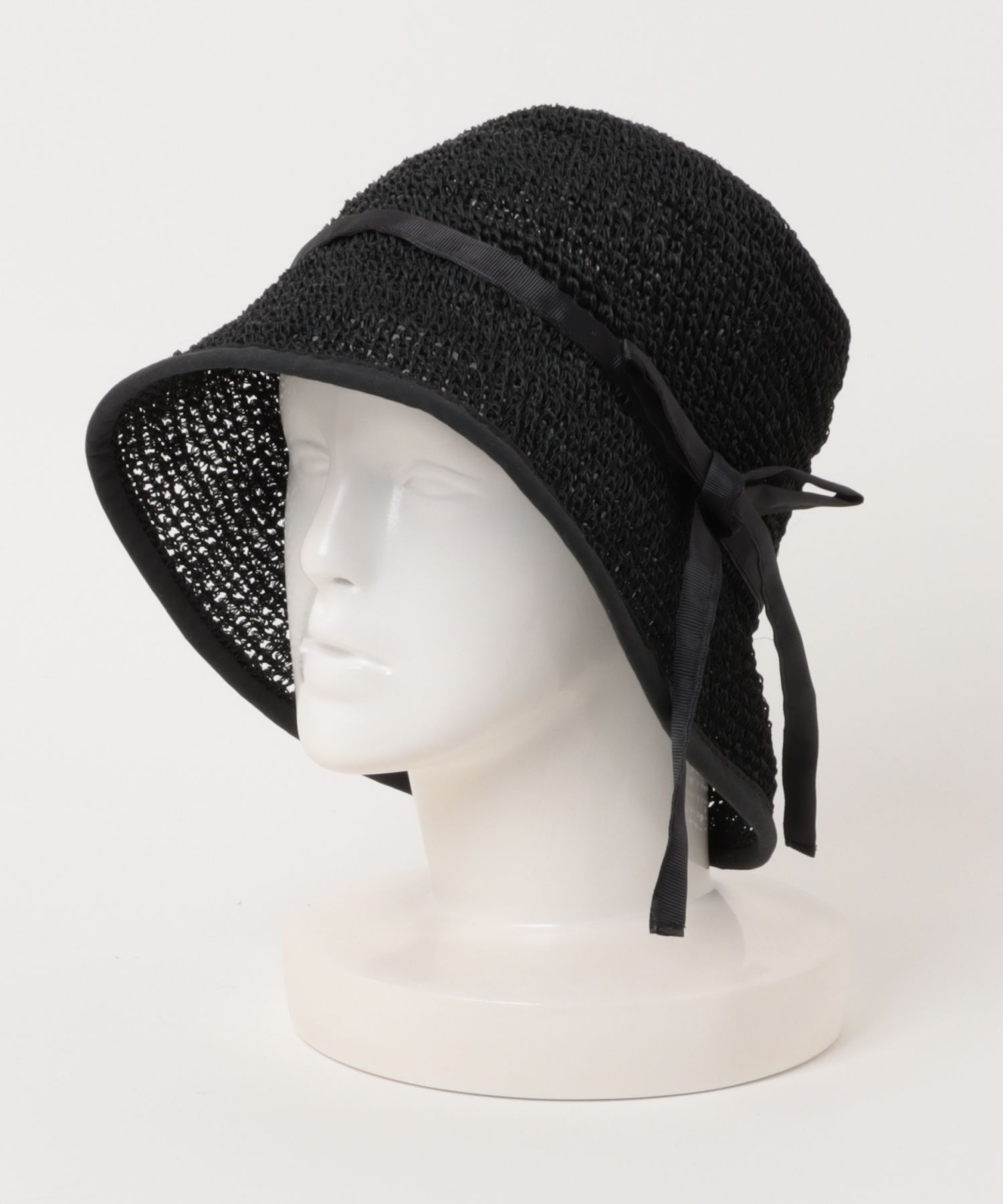 【Anjou Chouette/アンジュ・シュエット】リボンハット 帽子　麦わら　縁取り