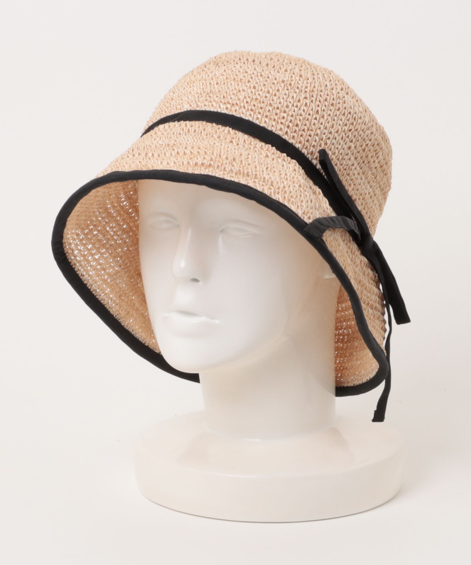 【Anjou Chouette/アンジュ・シュエット】リボンハット 帽子　麦わら　縁取り