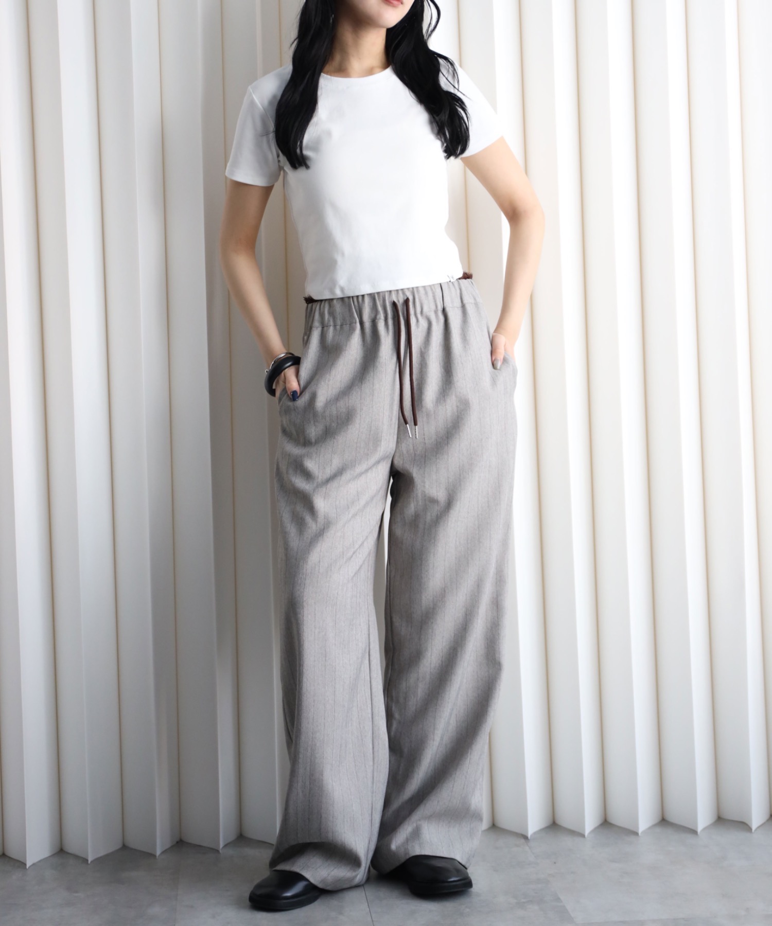 model：164cm. 着用サイズ：FT(トールさん用、丈長め)