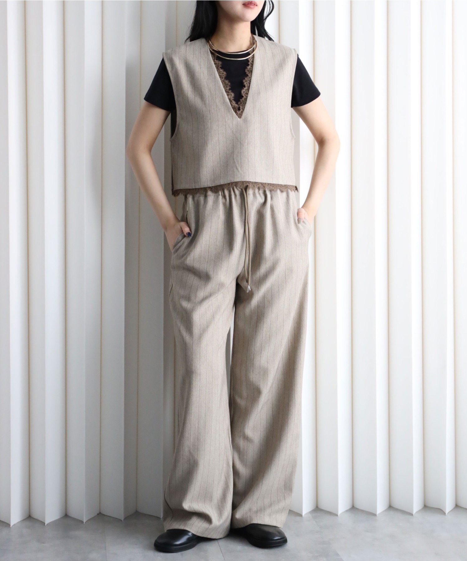 model：164cm. 着用サイズ：FT(トールさん用、丈長め)